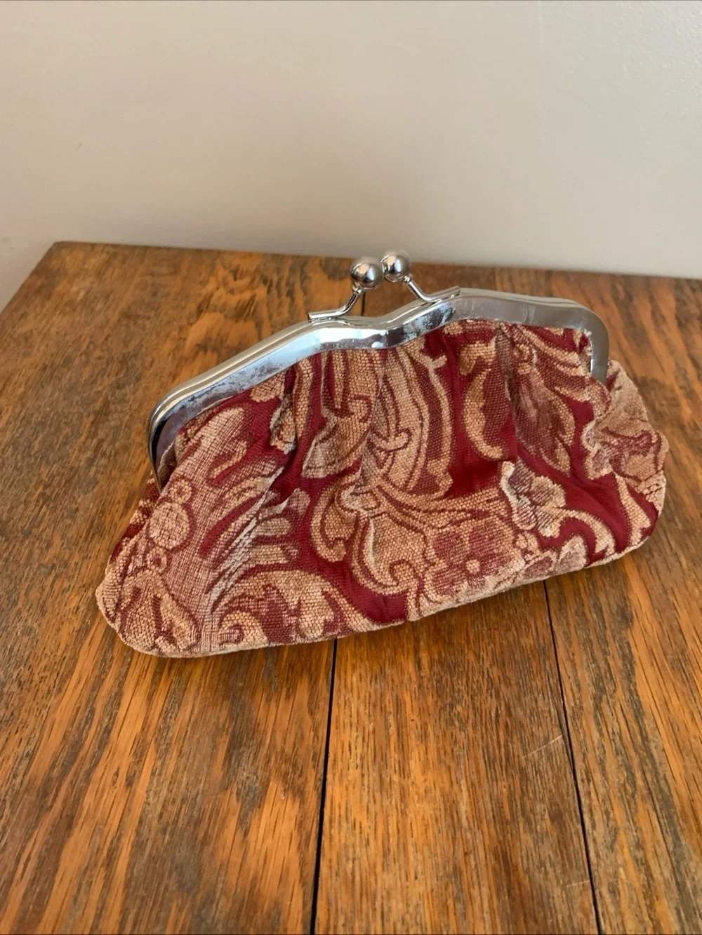 Apt 9 Tapestry Clutch Bag Purse Kisslock Closure Missing Chain